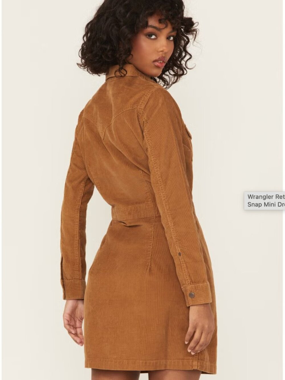 Wrangler Retro Women's Corduroy Long Sleeve Snap Mini Dress Size Large - Picture 4 of 4